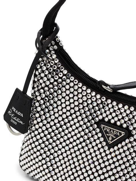 prada re-edition 2000 allover crystal-embellished shoulder bag|Re.